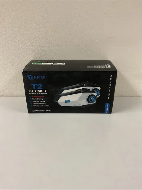 *T Nicer T2 Helmet Bluetooth Intercom Set of 2 One-Key Pairing 2 Hour Charge T8
