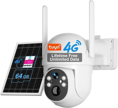 4G LTE Cellular Solar Security Camera, Lifetime Free Unlimited Data, No Month...