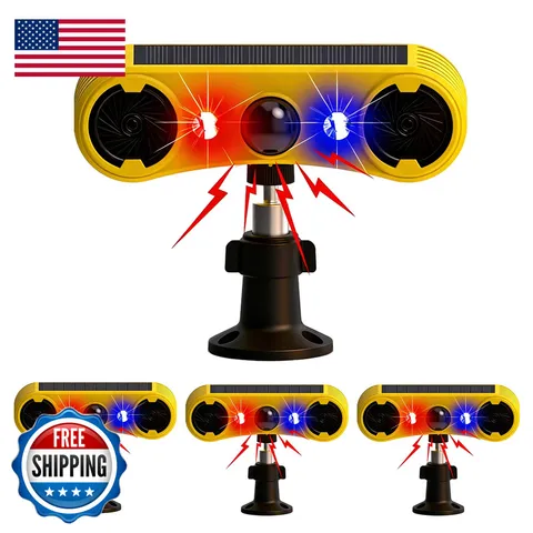 Qxmh Solar Outdoor Motion Sensor Alarm - Dog Barkinggunshot Sound Alarm 2 129Db
