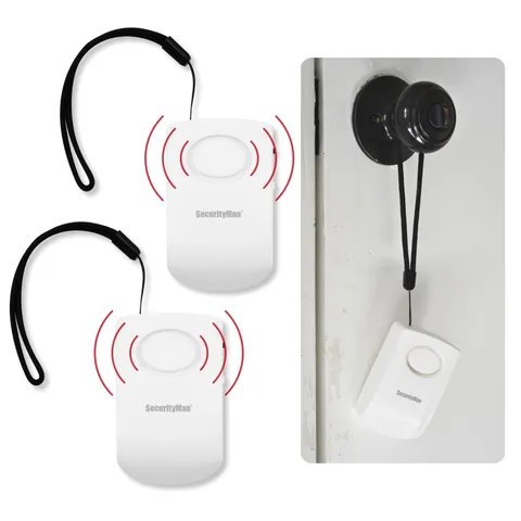 Portable Door Handle Alarm - 130dB Vibration Triggered Security Alarms (2 Pack)