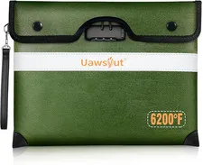6200℉ Fireproof Document Bag with Lock, Portable Money Bag, Water Resistant Enve