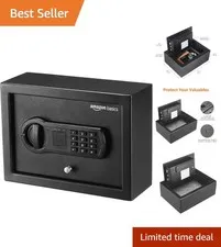 Black Slim Safe with Programmable Keypad and Mounting Hardware