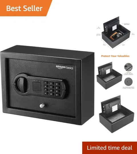 Black Slim Safe with Programmable Keypad and Mounting Hardware
