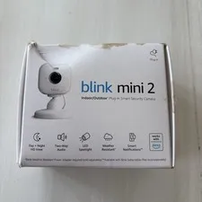 Blink Mini 2 Indoor & Outdoor White Plug-in Smart Security Camera HD Night Alexa