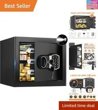 1.3 Cub Small Fireproof for Home, Security Anti-Theft Fire Proof Box with Spa...