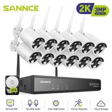 SANNCE 8MP 16CH NVR Wireless 3MP Outdoor Security Camera System Two Way Audio AI