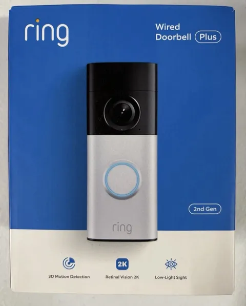 Ring Wired Doorbell Plus 2nd Gen Retinal 2K, 3D Motion Detection, Low-Light