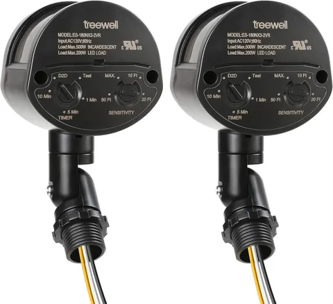 2 Pack Motion Sensor, 180-Degree Replacement Motion Detector, Adjustable Time &
