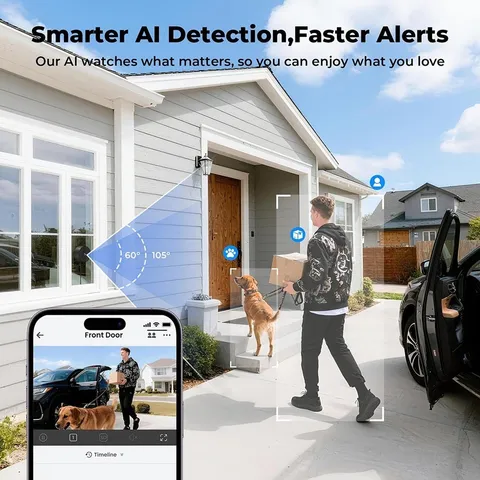 Smart 2K Window Camera for Home Security Dual Band WiFi AI Motion Detection