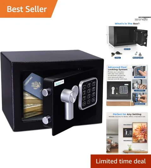 Compact  Steel Safe Box | Electronic & Key Access - Perfect for Home Use