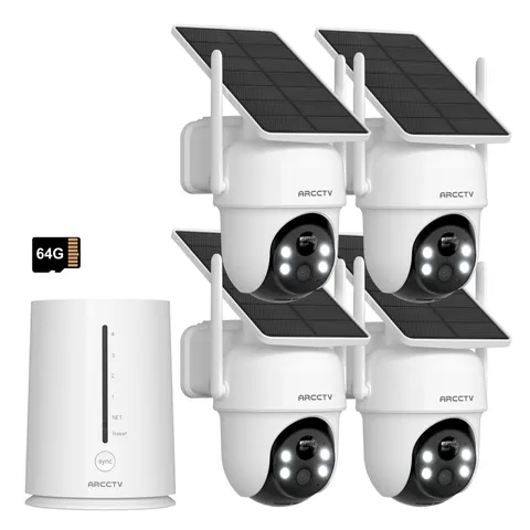 ARCCTV 4MP Wireless Pan/Tilt Security Camera System Home Solar Battery WiFi CCTV