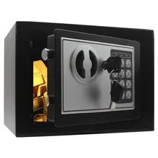 Security Small Steel Safe Lock Box with Code Keypad,Key, Black