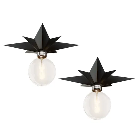 2 Pack Black Flush Mount Ceiling Light - 11.8 inch 2 Pcs