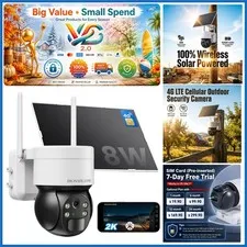 HOSAFE 4G LTE Cellular Solar Security Camera Outdoor 360° PTZ Night Vision