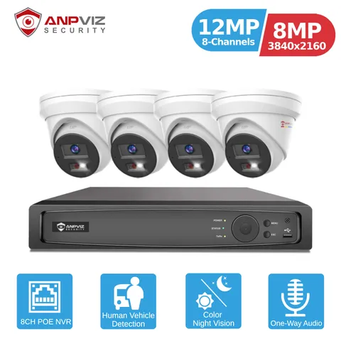 ANNKE 8MP 4K Two Way Audio POE Security IP Camera System 8CH NVR Outdoor Kit
