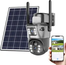 2K Dual Lens Solar Security Camera Wireless Outdoor, No Wires Needed, 2.4G & 5G