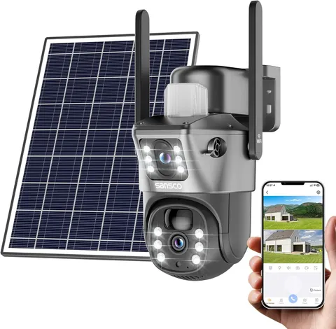 2K Dual Lens Solar Security Camera Wireless Outdoor, No Wires Needed, 2.4G & 5G