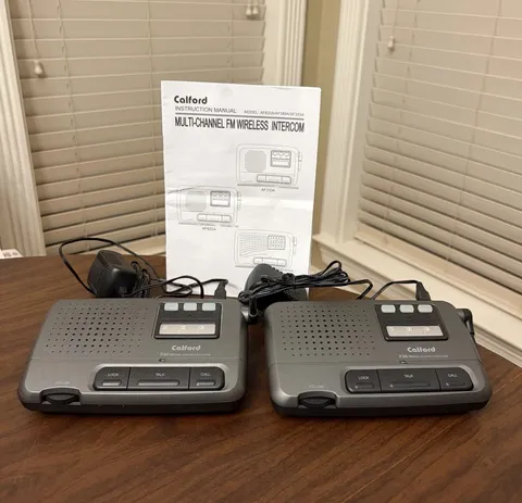 Calford Black FM Wireless Intercom Multi-Channel Set Of 2 AF333A & Cords, Works