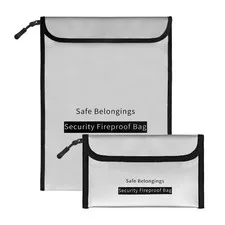 2Pcs Fireproof Waterproof Money Important Document Bag,Fire Proof Bag for Doc...