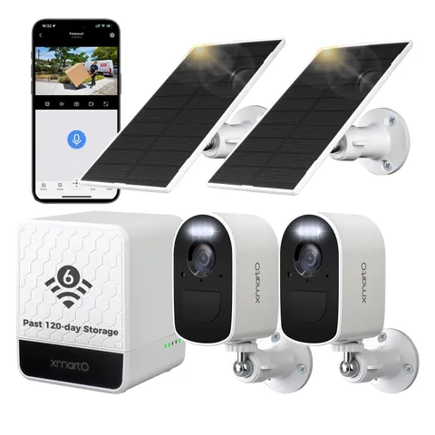 4MP QHD WiFi6 Dual-Band Wireless Solar-Powered Indoor & Outdoor Home Security...