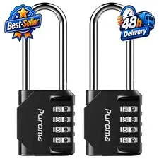 Puroma Combination Padlock 2 Pack 4 Digit Waterproof Lock Black