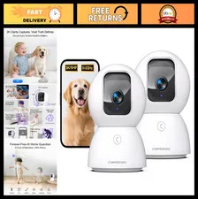 2-Pack 5G Indoor Security Cameras, AI Tracking, 3K Pet/Dog Monitor, Night Vision