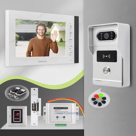 HOMSECUR 7" 4 Wire HD Video Door Phone Call Intercom Card Access Door Unlock