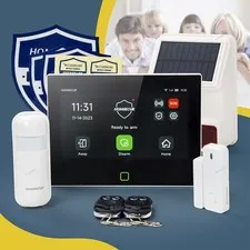 HOMSECUR Wireless WIFI 4G Home House Alarm System+Wireless Solar Red Flash Siren