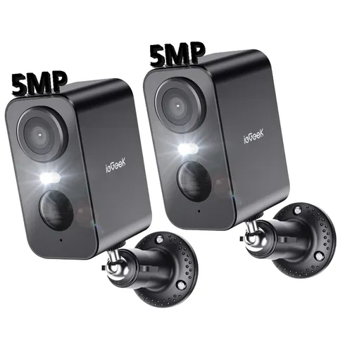2PCS ieGeek Outdoor 5MP Security Camera Wireless Battery Powered WiFi CCTV Cam