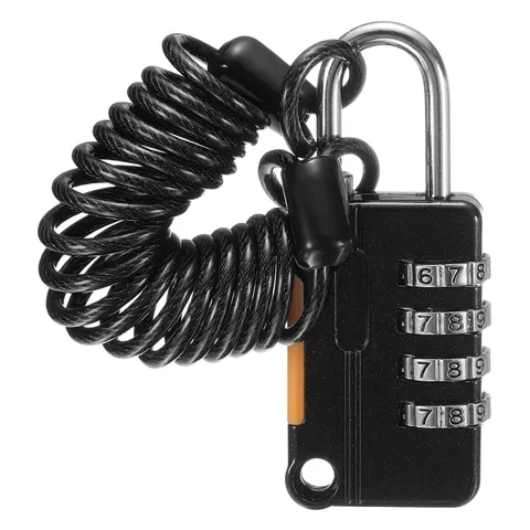 Luggage Lock, 4 Digit Combination Padlock with Flexible Black Cable (90cm)
