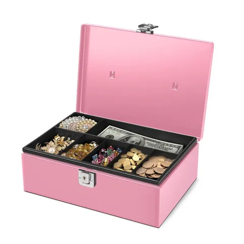 Flexzion Cash Money Tray And Lock - Metal Money For Cash Storage Secure Latch