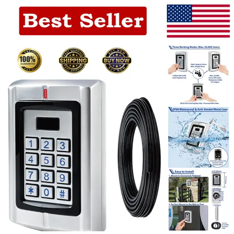 Outdoor Universal Wired Keypad with 16Ft Cable for Gate Opener, 12-24V Sound ...