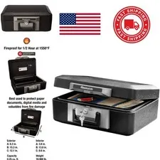 Key Lock Fireproof Safe Box with Durable Steel Construction for Home Use