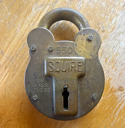 Vintage Squire 550 Old English Solid Brass 4 Lever Padlock 2 Keys England