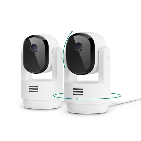 Essential Indoor Pan Tilt Zoom Security Camera 2K Wired 2 Pack 360 Degree View