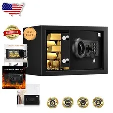 Waterproof Safe Box: 0.4 Cuft, Electronic Lock, Audio Alarm, Solid Alloy Steel