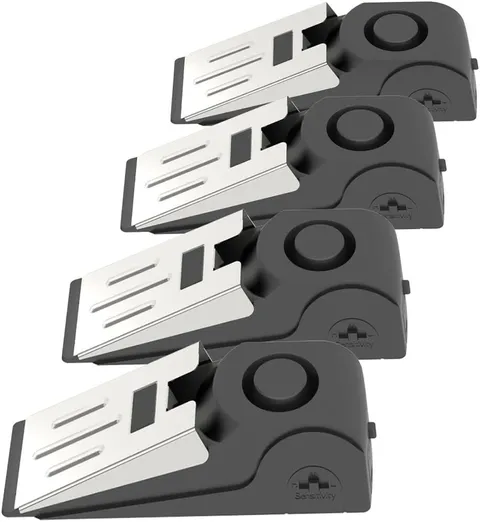 4 Packs Upgraded Door Stop Alarm Portable Wedge Door Stoppers Security Alarm ...