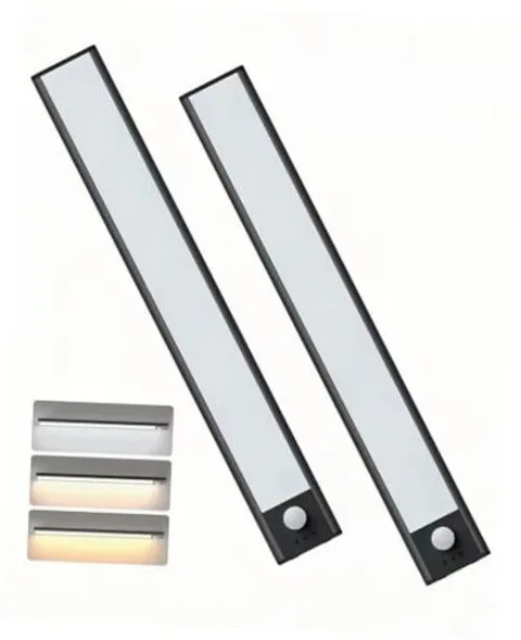 11.8in Motion Sensor Cabinet Light, 2 Pack Under Cabinet Lighting with 4 Black