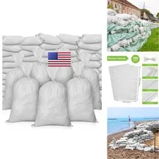 Nuenen 200 Pcs Empty Heavy Duty Sand Bags Ties Woven Polypropylene Sand Bags
