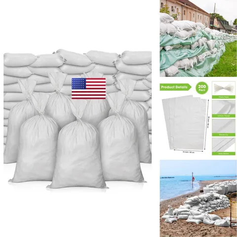 Nuenen 200 Pcs Empty Heavy Duty Sand Bags Ties Woven Polypropylene Sand Bags