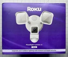 NEW! ROKU SMART HOME FLOODLIGHT CAMERA SE WIFI CONNECTED WIRED W/ MOTION & SOUND