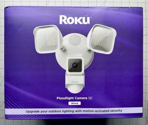 NEW! ROKU SMART HOME FLOODLIGHT CAMERA SE WIFI CONNECTED WIRED W/ MOTION & SOUND