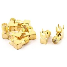 SMA Female Jack Right Angle Solder PCB Mount RF Connector Adapter Gold Tone 8pcs