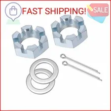2 Set Trailer Axle Nut Kit Castle Nut Kit for 1" Shaft Spindle, Includes 1" Shaf