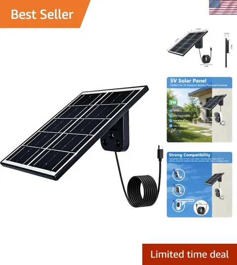 High-Efficiency 3W USB C Solar Panel for Outdoor Cameras -  Waterproof