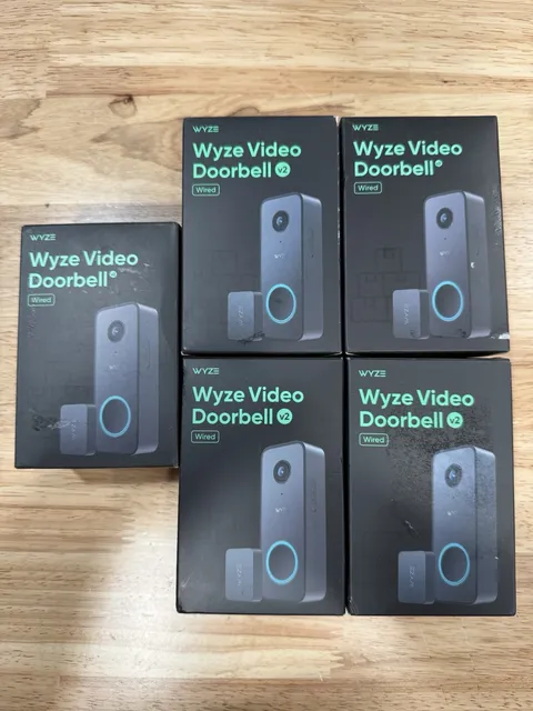 Lot Of 5 WYZE Doorbell Camera v2, 2K Security Video Doorbell Color Night Vision