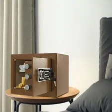 Coffee Color Security Safe Box, for Money Cash Valuables, Digital Home Safe