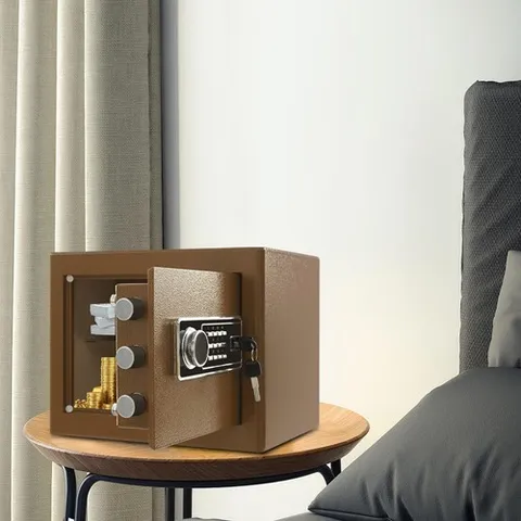 Coffee Color Security Safe Box, for Money Cash Valuables, Digital Home Safe