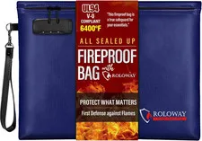 Fireproof Document Bag (14.5 x 11.5 inch), 6400℉ Fireproof Money Bag with Zipper