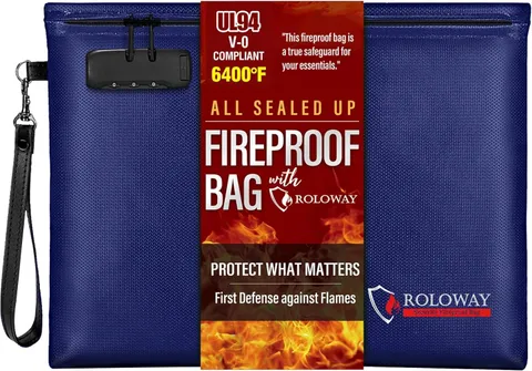 Fireproof Document Bag (14.5 x 11.5 inch), 6400℉ Fireproof Money Bag with Zipper